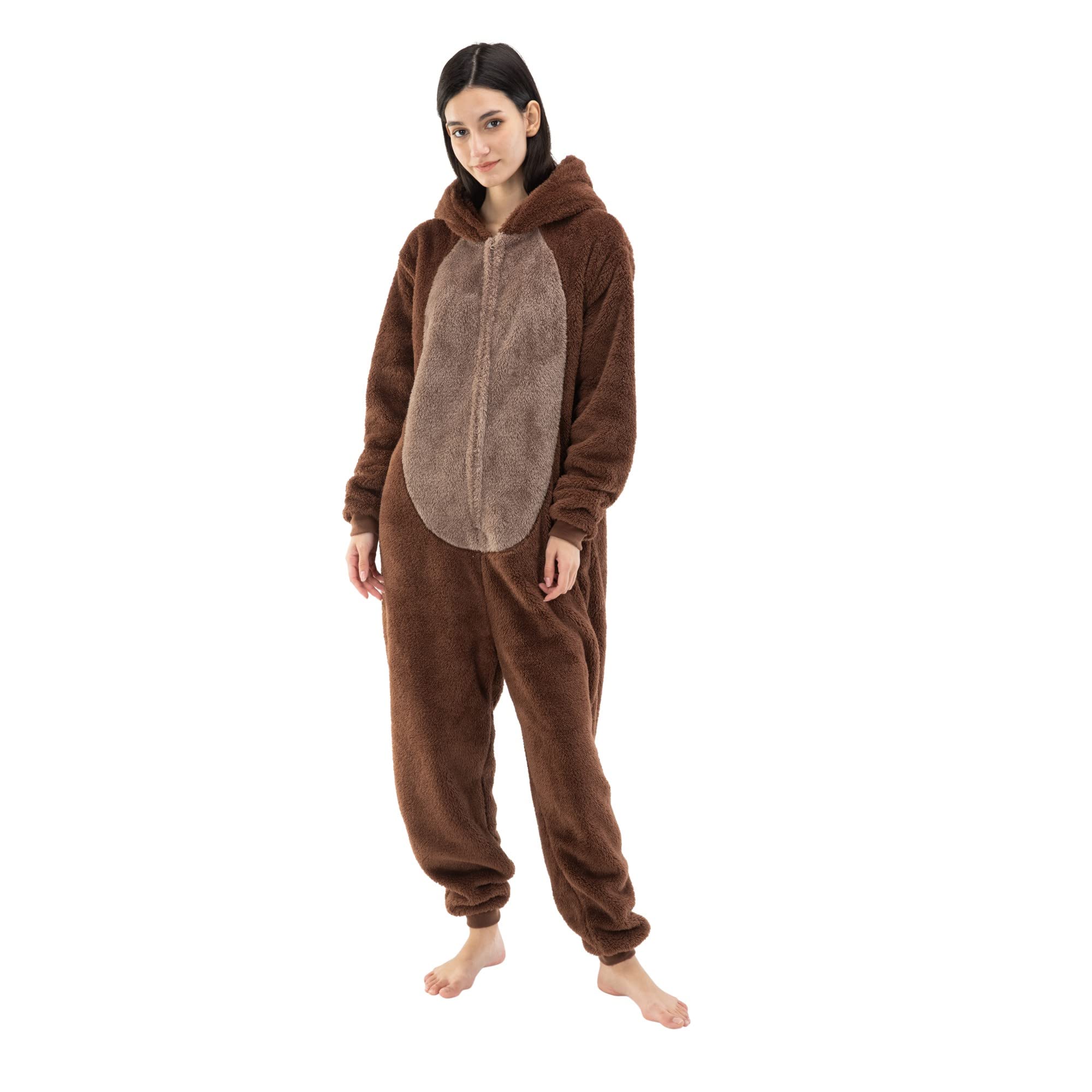Snug Fit Unisex Adult Onesie Pajamas, Flannel Cosplay Animal One Piece Halloween Costume Sleepwear Homewear