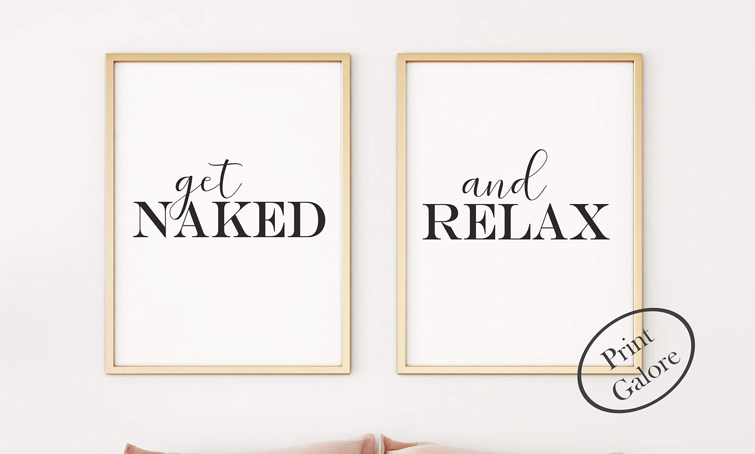 Get Naked and Relax Set of 2 Typography A4 Poster Prints PO371