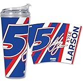 Rico Industries NASCAR Racing Kyle Larson 24oz Acrylic Tumbler with Hinged Lid, Officially Licensed Double Wall Tumbler with Straw