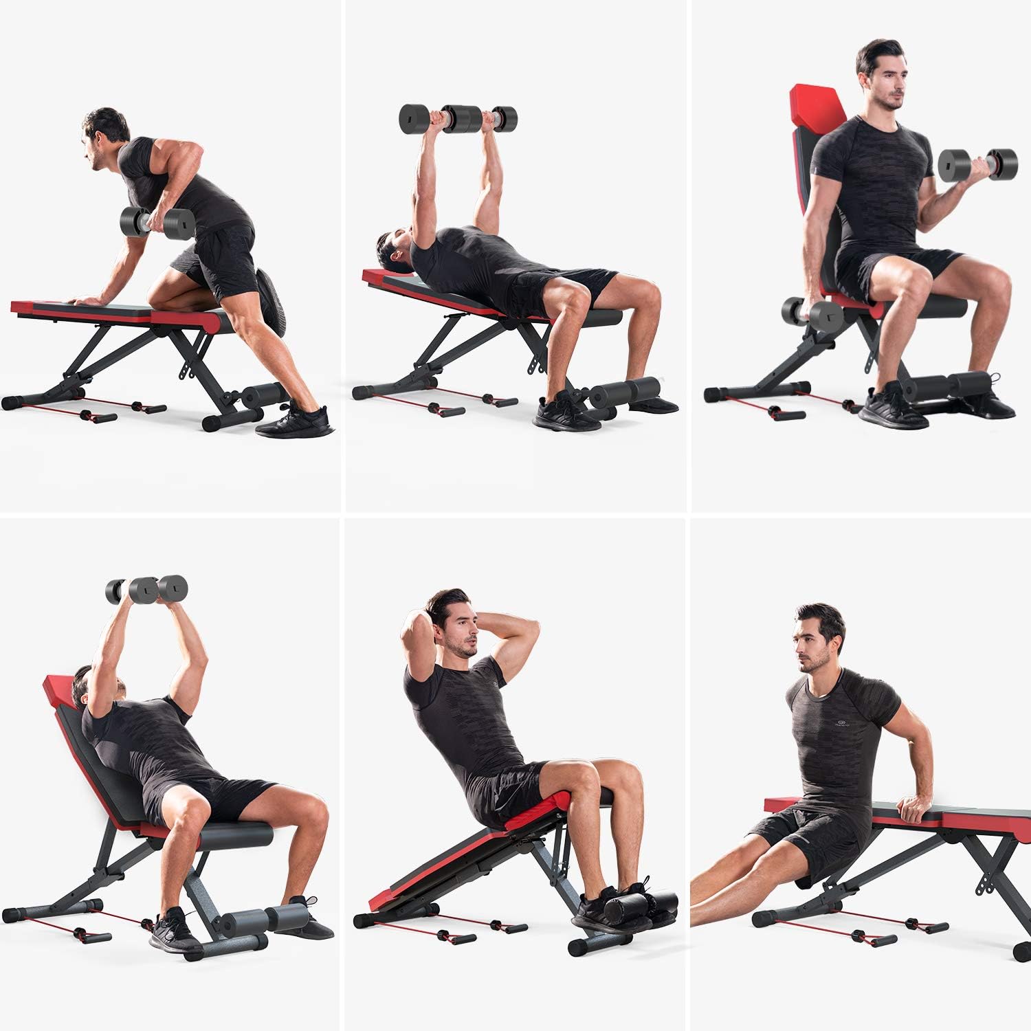 Loyo Adjustable Weight Bench Foldable, Training Bench, Strength Fitness Training Bench for Full Body . Flat Incline Decline Exercise Bench for Home Workout. : Sports & Outdoors