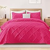 Exclusivo Mezcla Twin Size Quilt Set - Hot Pink Quilts Bedding Set with 2 Pillow Shams, Modern Bedspread with Striped Pattern, Soft Lightweight Bedspreads Coverlets for All Seasons