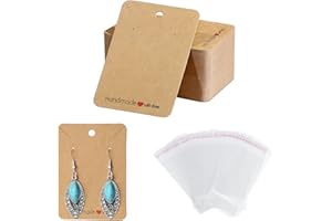 XIANNVXI Earring Cards 100pcs Earring Display for Selling With Bags Kraft Earring Packaging for Small Business Necklace Cards Holder Hanging Earring Jewelry DIY Crafts Retail