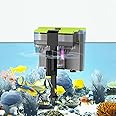 PUEUTU Aquarium Filter for 30-70 Gallon Tank - 4 in 1 Double Waterfall U-V Fish Tank Filter for Green Water & Algae Clean, 8W Quiet Hang on Filter for Saltwater Freshwater, Adjustable Flow, 215 GPH