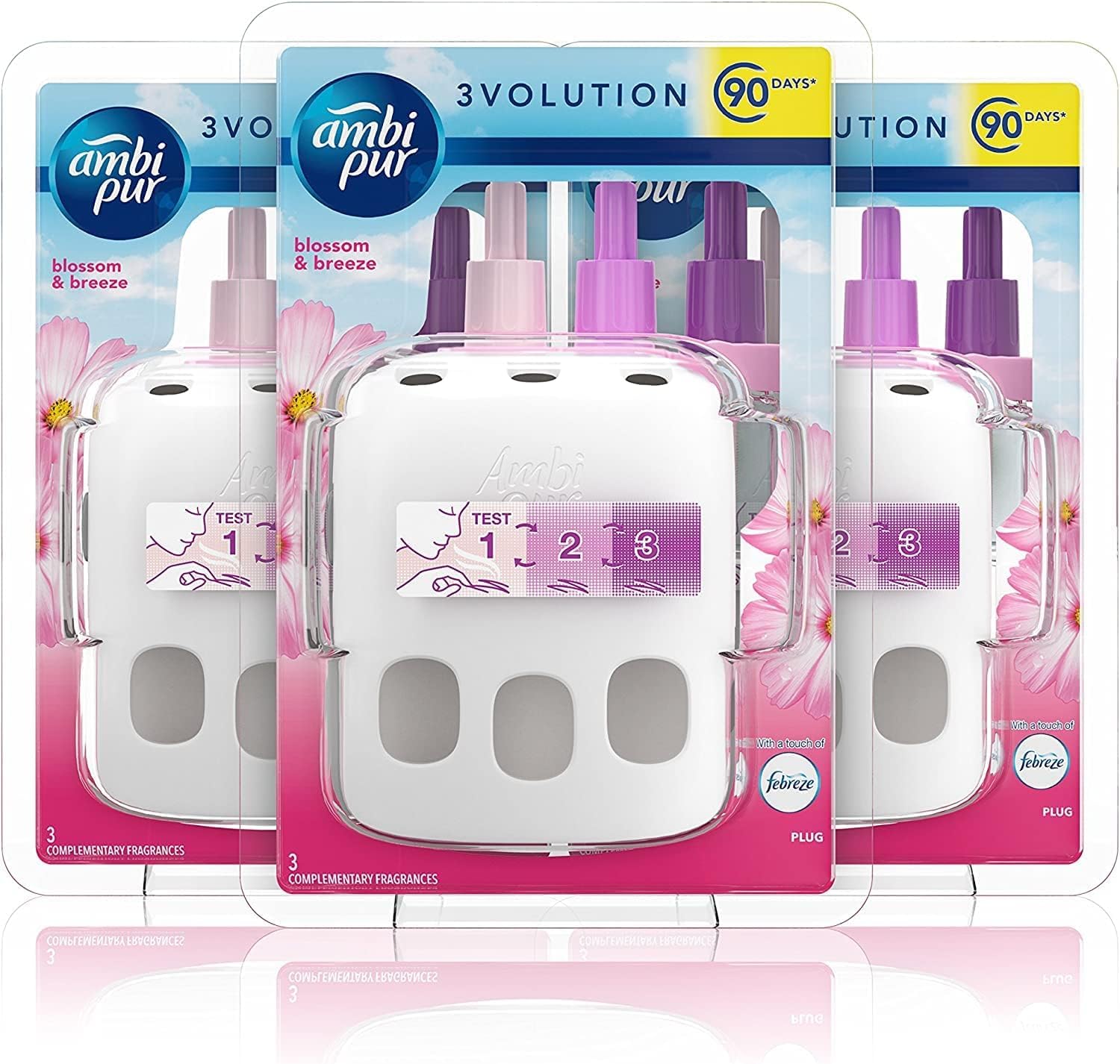 Febreze 3 Volution Smart Programming Air Freshener Plug In Starter Kit 20 ML Blossom and Breeze, 3 Alternating Scents To Clean Away Odours 3 x 20 ml