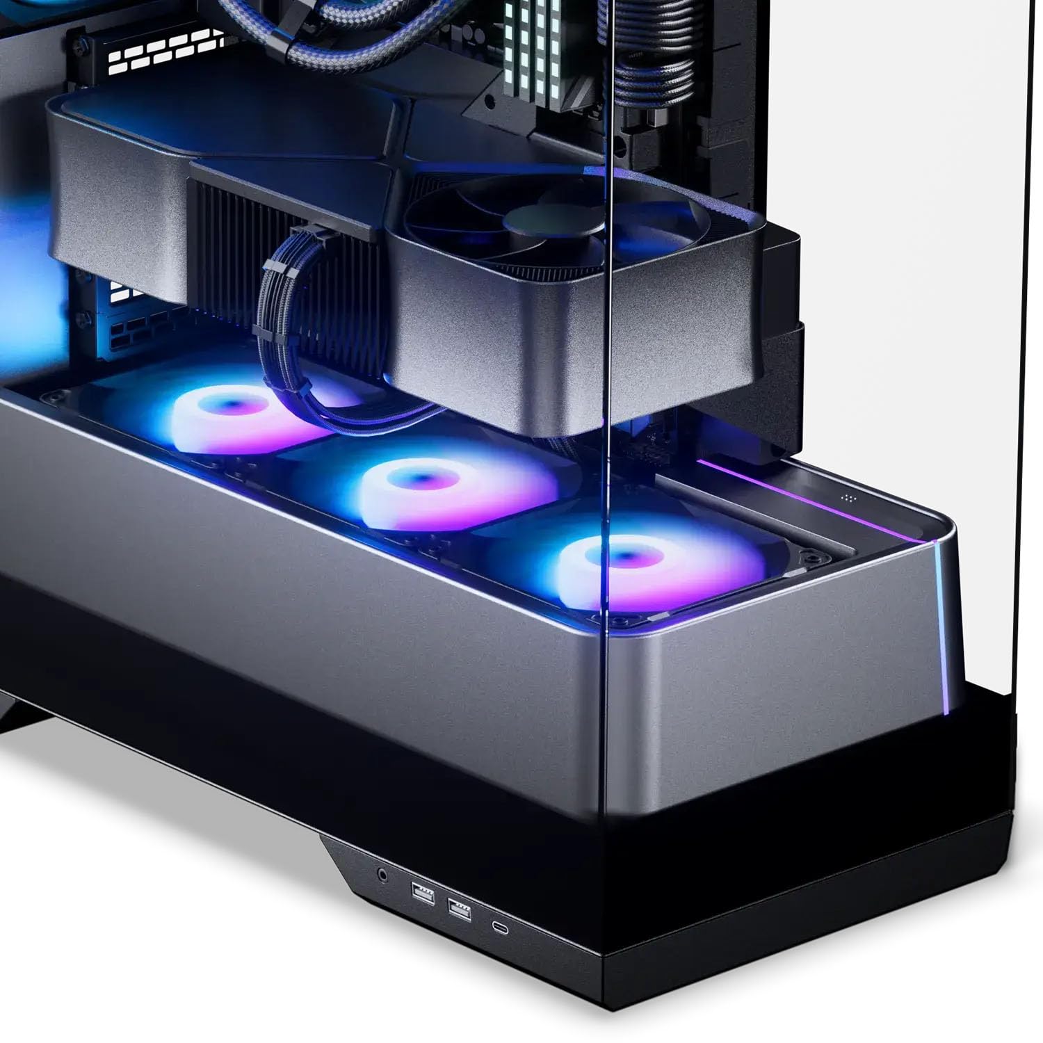 PHANTEKS Evolv S2 PC-Gehäuse Schwarz | E-ATX Midi-Tower mit Panorama-Glas, RGB, Back-Connect, 4X 120 mm Lüfter vorinstalliert 2