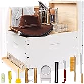 BeeTech Newest 10 Frame Beehive Starter Kit Hand Painted Includes Beekeeping Supplies Tools and Cowboy Bee Hat