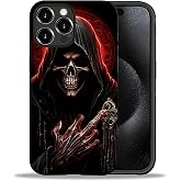 yicomon Compatible with iPhone 16 Pro Max Case, Cool Red Skull Pattern Print Matte Durable Fashion Funny Liquid Silicone Soft Anti-Scratch Shockproof Protective Cover
