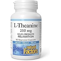 Natural Factors L-Theanine 250 mg, 90 vegetarian capsules, Helps Promote Relaxation, One-per-Day, Non-Drowsy, Proudly Canadia
