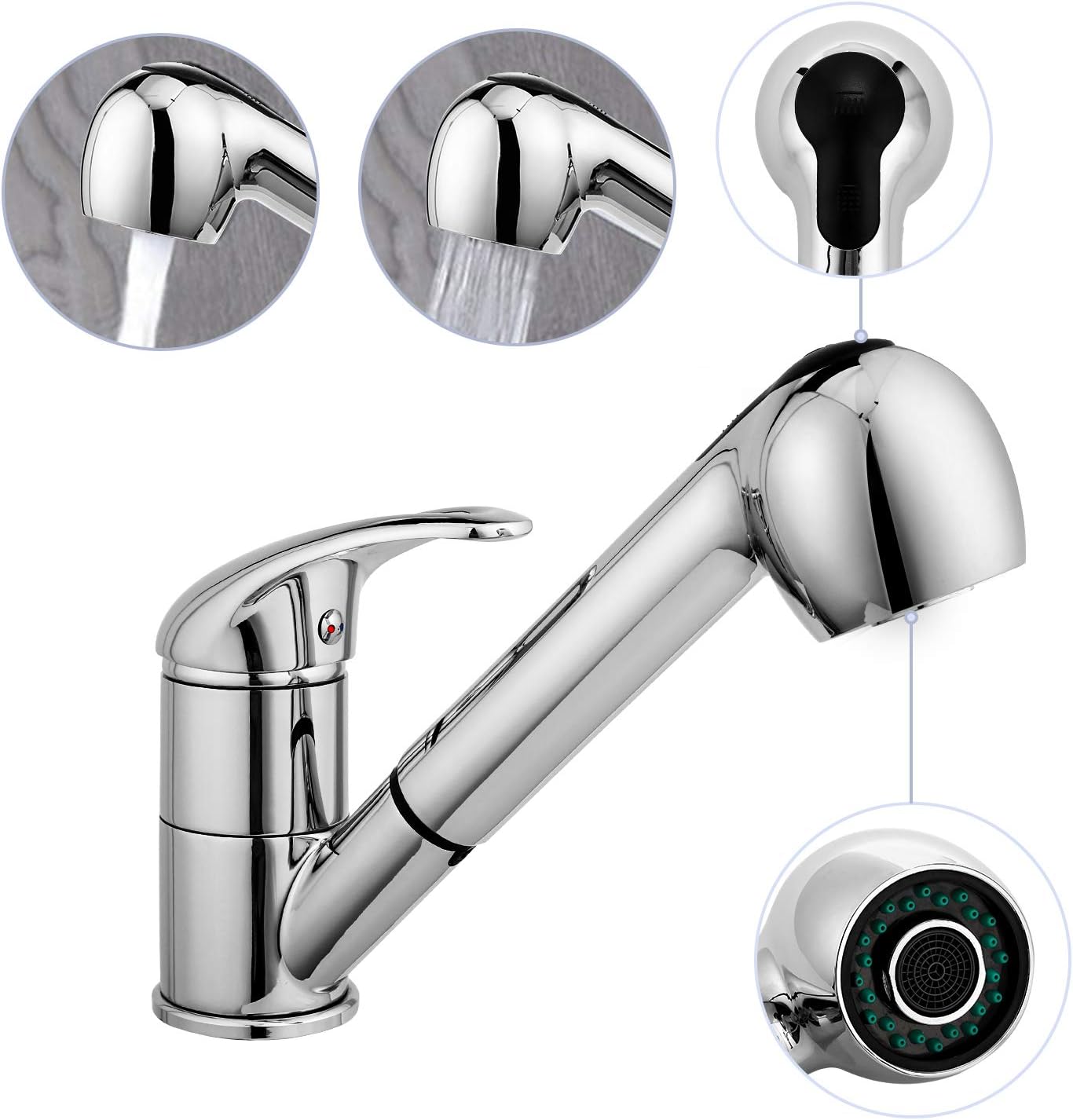 Robinet De Cuisine A Rallonge Robinet Melangeur Baignoire Melangeur Evier Avec Douchette En Acier Inoxydable Pour Eau Froide Et Chaude Cuisines Et Salles De Bain Evier De Cuisine