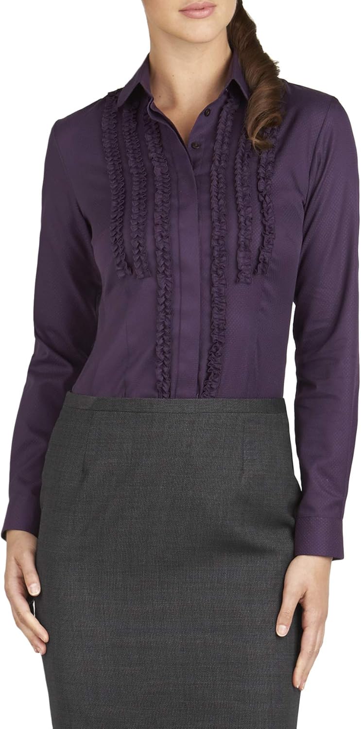 T.M.Lewin Jodie Plum Dobby Frill Shirt Amazon.co.uk Clothing