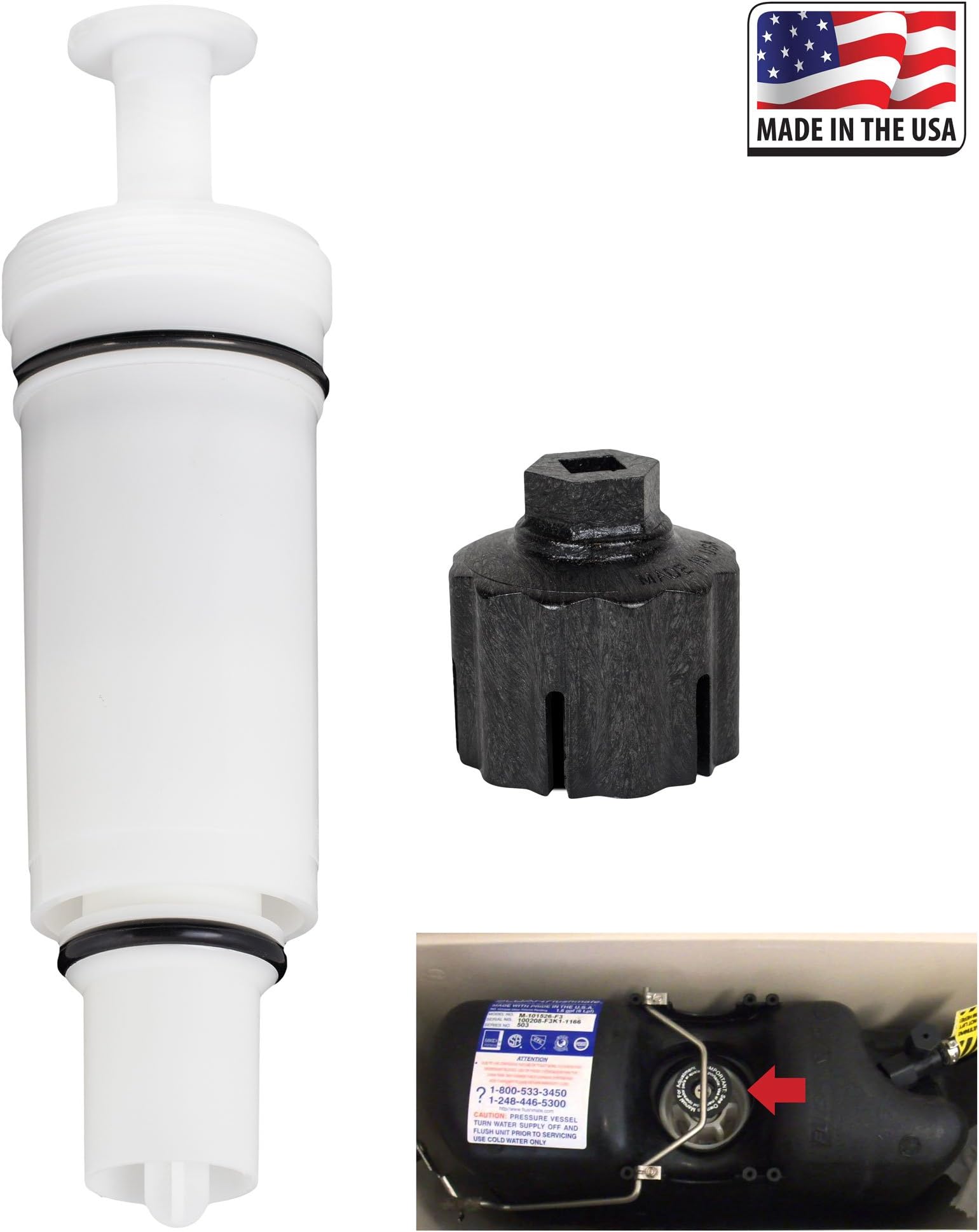 Replacement for Sloan C-100500-K Flushmate Flush Valve Cartridge Assembly and Removal Wrench