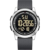 GOLDEN HOUR Ultra-Thin Minimalist Sports Waterproof Digital Watches Men with Wide-Angle Display Rubber Strap Wrist Watch for Men Women