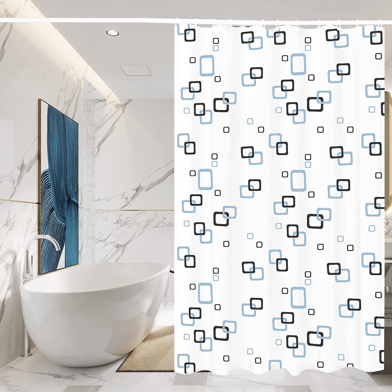 Miorkly Shower Curtain White,Anti-Mould Proof Resistant,Waterproof,Resistant Washable Christmas Bathroom Curtains,EVA,12 Hooks (200 x 180 cm)