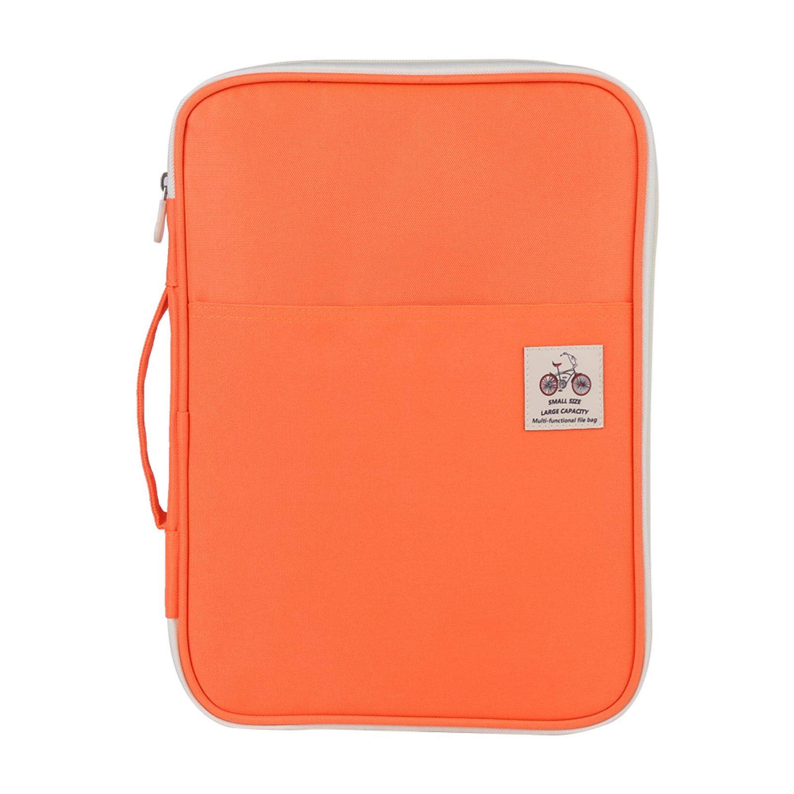 Portfolio Organizer Document Bag File Package Document Bag Document Bag Storage with Lock Computer Notebook Zippered Case (Orange)