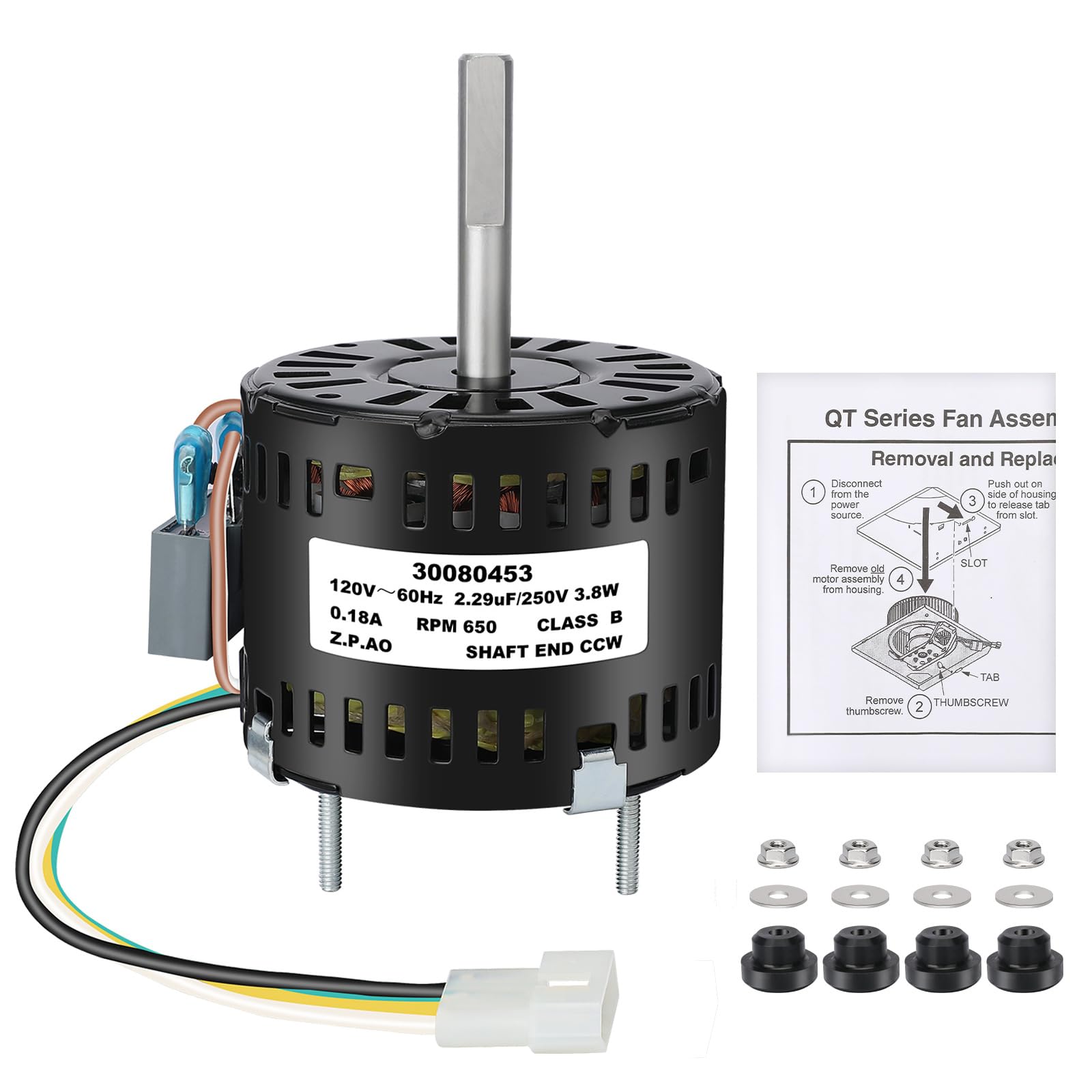 Photo 1 of S97016621 Bathroom Exhaust Fan Motor Replacement, Fits QTR070, QTR070L, QTN80L, QTR080, QTR080L, QTR080F, QTRN080F, QTRN080, QTRN080L, Quiet Operation & Powerful Airflow, OEM # S99080568