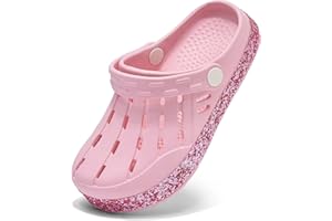 Cubufly Kids Garden Shoes Boys Girls Glitter Stripe Band Clogs Toddler Slip On Water Sandals Children Beach Pool Slipper