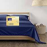 THREAD SPREAD 100% Egyptian Cotton Sheets Full Size - 600 Thread Count Sheets 4 PC 16" Deep Pocket Full Size Sheets Set, High Thread Count Soft Cooling Sateen Weave Hotel Luxury Sheets Set - Navy Blue