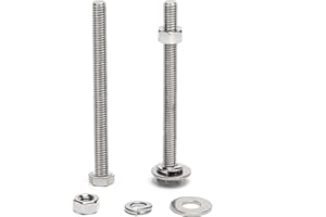 (7 Sets) 5/16-18 x 5" Hex Head Screw Bolt, Nuts, Flat Washer & Spring Lock Washers, 18-8 (304) Stainless Steel, Fully Threaded, by Skvltvfyt