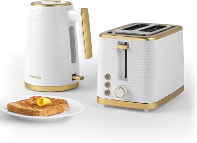 Salter Palermo Kettle and Toaster Set 1.7 L 2-Slice White/Gold 3kW/930W