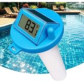 Solar Pool Thermometer Floating Easy Read, Digital Swimming Pool Thermometer with Large Display, Waterproof IPX8, Hot Tub &amp; Pond Water Thermometer with Rope, &deg;F/&deg;C Switch