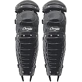 Champion Sports Umpire Leg Guards: Double Knee Umpire&rsquo;s Shin Guard with Wings for Baseball &amp; Softball - 16.5" Umpiring Shin Pads for Adults - Black