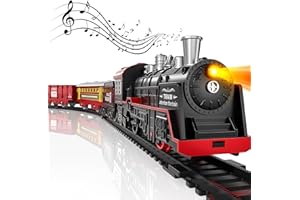 LOCOMOTO Train Set - Train Toys for Boys Girls w/Light & Sound, Toy Train w/Locomotive Engine, Passenger Car, Cargo Cars & Tracks, Birthday for 3 4 5 6 7 8 9+ Year Old Kids Toddlers