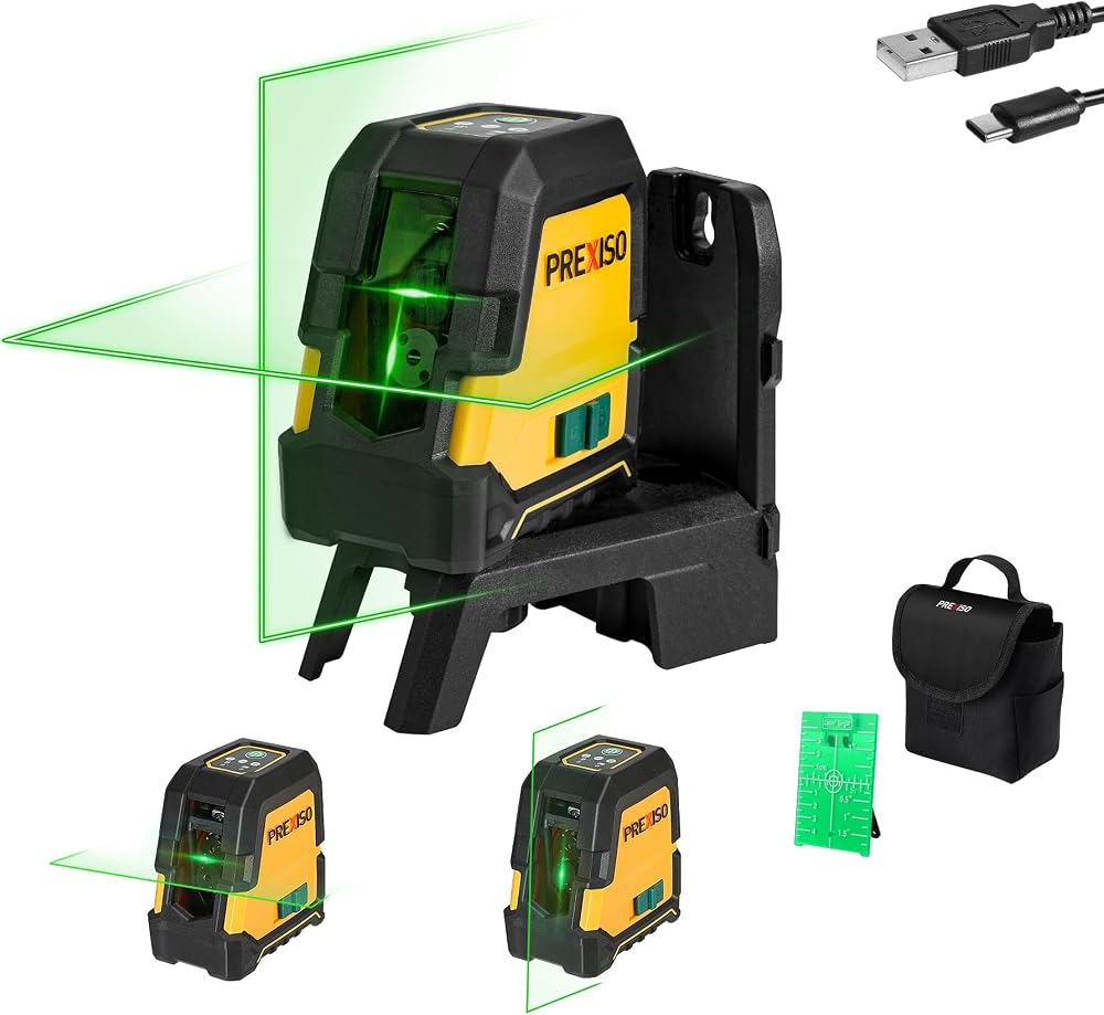 Prexiso 30 m Laser Level Green Self-Leveling Cross Line with Magnetic Holder