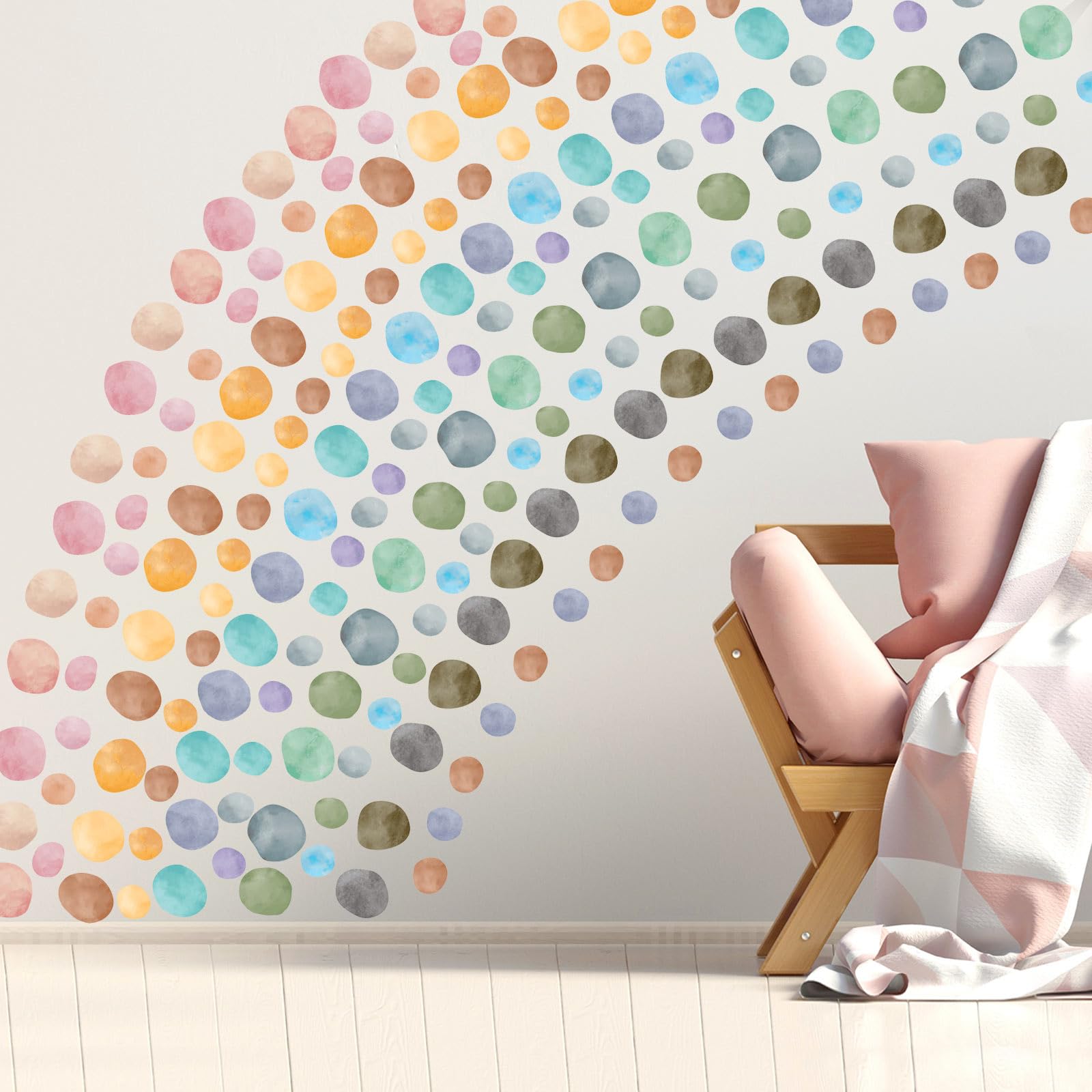 Photo 1 of Epakh 296 Pcs Polka Dots Wall Decal Boho Rainbow Kids Playroom Wall Decor Gifts, Colorful Nursery Room Bedroom Classroom Watercolor Decal Art, Peel and Stick Modern Decor Sticker(Fresh Colors)