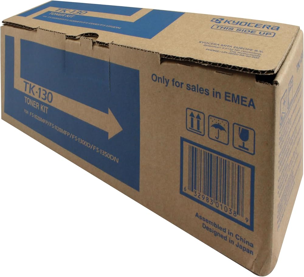 Kyocera TK-130K Black Toner Cartridge Original 7200 Pages for ECOSYS FS-1028MFP