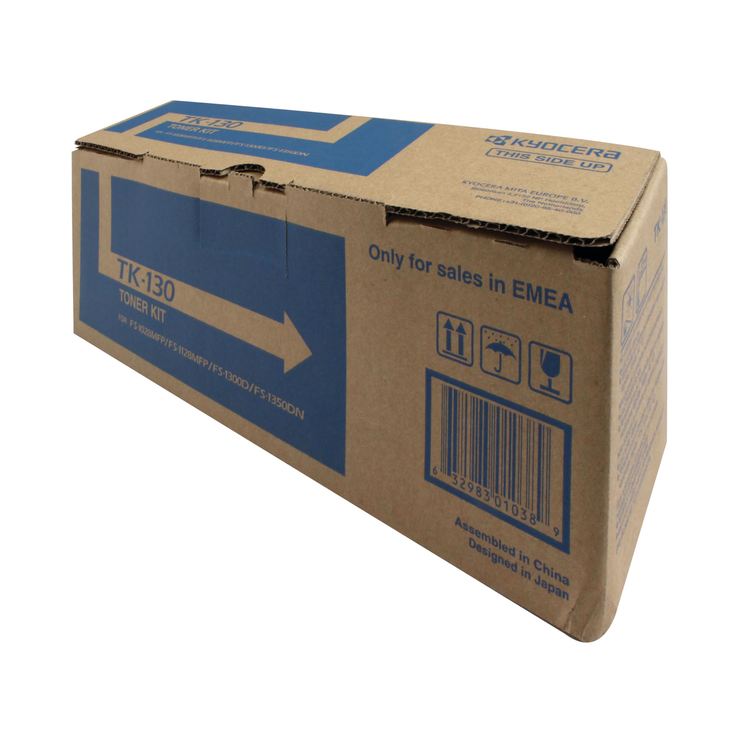 Kyocera TK-130 K Toner Black, Original Premium Printer Cartridge 1T02HS0EUC for ECOSYS FS-1028MFP, FS-1128MFP, FS-1300D, FS-1350DN