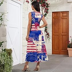 CHRATLHI Red White and Blue Dress for Women Holiday