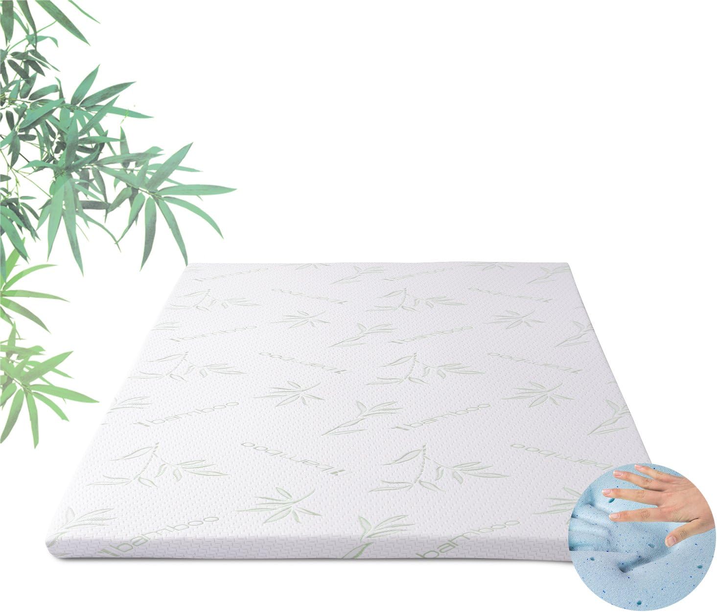 Mattress Topper 2.5 Inch Aircell Gel Memory Foam Mattress Topper with Removable Washable Bamboo Rayon Mattress Protector CertiPUR-US Certified Mattress Pad by TAMPOR Queen Size