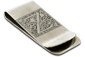 FLAMEREFLECTION Stainless Steel Money Clip For Men Dad Boy Friend Father Floral Initial Letter Box Monogram Wallet Cash Card Holder