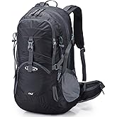 G4Free 45L Hiking Travel Backpack Waterproof with Rain Cover, Outdoor Camping Daypack for Men Women (Black)