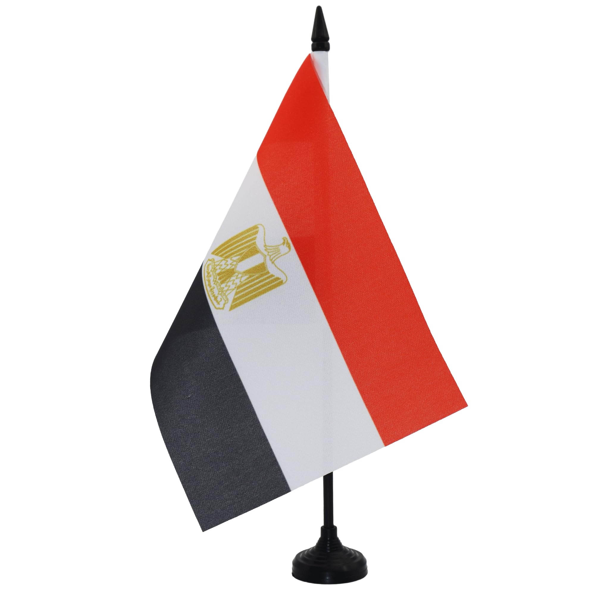 AZ FLAG Egypt Table Flag 5'' x 8'' - Egyptian Office Decoration 100% Polyester 21 x 14 cm - Mini Desk Flag with Pole and Black Plastic Base