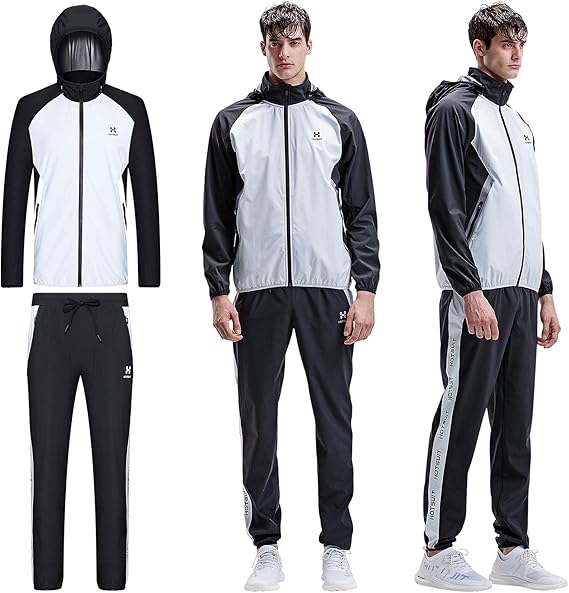Amazon Hotsuit 最新素材 第３世代サウナスーツ メンズ 減量 高機能発汗シャツ 強力発汗 新陳代謝の促進 おしゃれ コート 上下セット エクササイズ ダイエット シェイプアップ ウォーキング ジョギング 日焼け止め 軽量 フード取り外し可能 洗濯可 ニオイなし