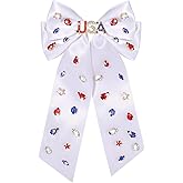 4th of July Hair Clips for Women American Flag Patriotic Star Hair Bow Red White Blue USA Rhinestone Hair Bows Fourth of July Hair Accessories Outfits Independence Day Party Favors