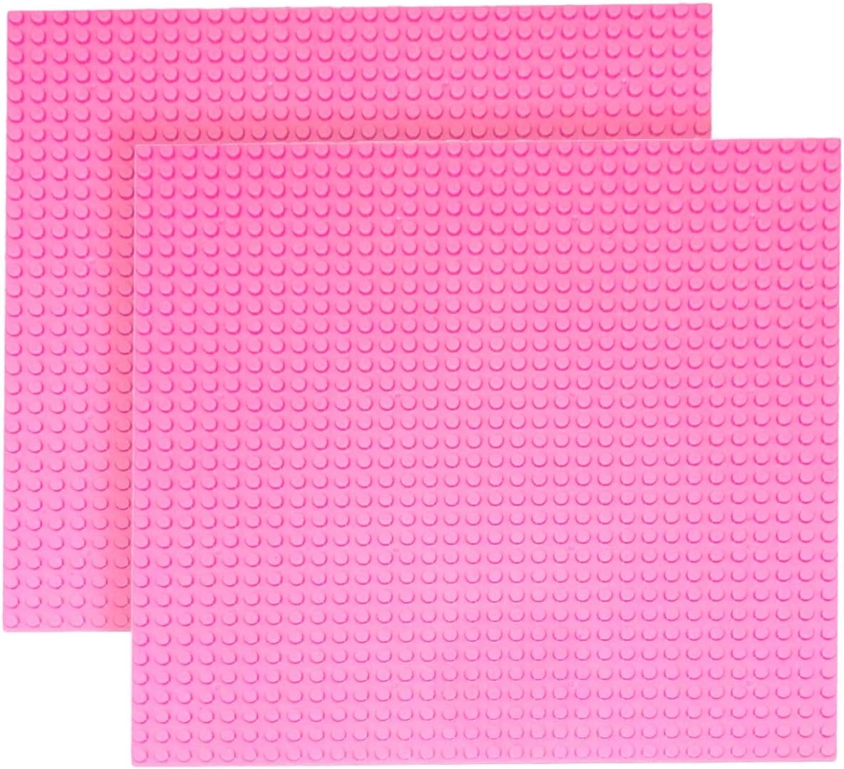 FunHaven 2 Pack Pink Large Base Plates Brick Building Baseplates Boards for Girls Boys 32 x 32 Studs or 10 x 10 inch | Accessories Plate Bases | Compatible with Major Brands (Pink x2)