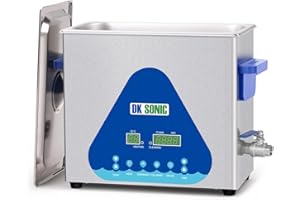 DK SONIC Ultrasonic Cleaner 6L,180W Industrial Ultrasonic Parts Cleaner with Heater&Timer, Digital Control&Basket, Multiple Functions for Motorcycle Engines,Carburetors, Chains