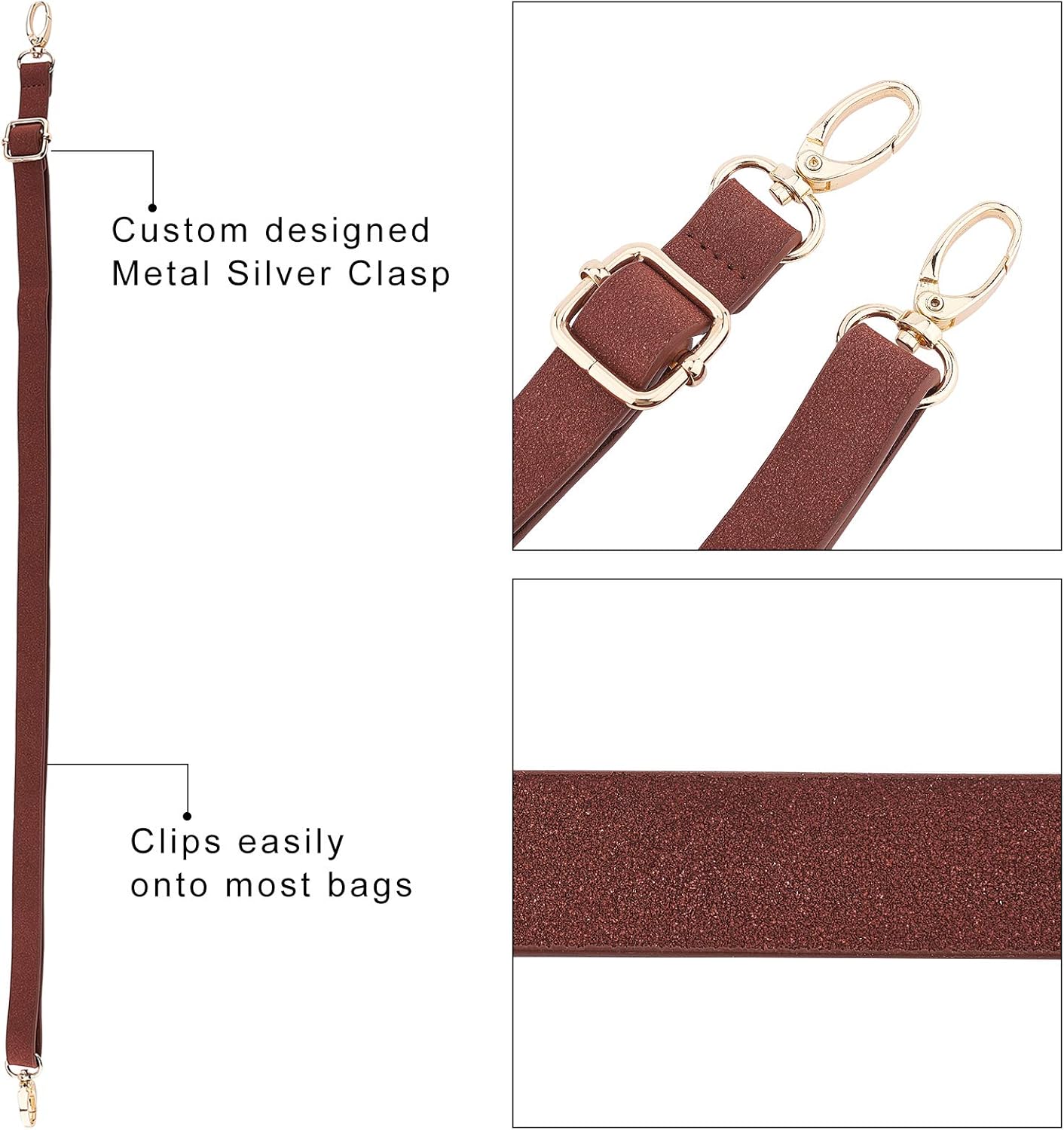 PandaHall DIY PU Leather Bag Knitting Set, Leather Bag Bottom/Shoulder Strap/Bag Twist Lock/Flap Cover/Bag Buckles, Brown（7 Kinds of Accessories）
