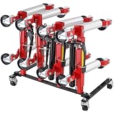 VEVOR Car Dolly Rack, Storage Rack with 360&deg; Rotatable Wheels, Hydraulic Ratchet Trolley Jack Stand Organizer, Jack Stands Holder Storage Rack, 4-Dolly Capacity, Compatible with Most Dollies