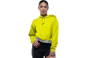 URBAN BUCK Neon Crop Top Hoodies for Women High Visibility Long Sleeve Workout Shizza Cropped Hooded Sweatshirt