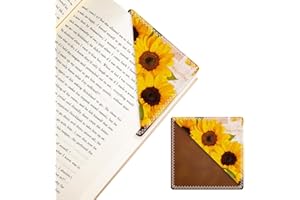JIAODIREN Personalized Leather Bookmarks, Fun & Cute Book Accessories for Reading Lovers, Unbreakable Page Markers for Women Men Girls Boys Student Teacher Kids Retirement Birthday Gifts (Blooming Sunflower)