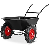 Best Choice Products Dual-Wheel Wheelbarrow Garden Cart - 500 lb Capacity, Extra-Large Wheels, Built-in Stand, for Yard, Garden &amp; Landscaping - Black