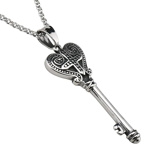 Amazon Silverkyasya ステンレス素材 ハート クロス キーネックレス カギ ペンダント 鍵 ネックレス メンズ レデース ネックレス 通販