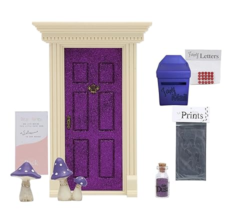 Lil Fairy Door Purple Sparkle Bundle 5 Items Purple Sparkle Lil Mushrooms Purple Lil Fairy Mailbox Purple Lil Fairy Letters And Lil