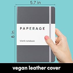 PAPERAGE Blank Journal Notebook, (Dark Grey), 160