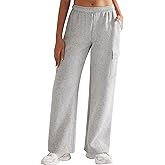 YEOREO Sweatpants Womens Cargo Pants Fleece Lined Wide Leg Joggers Baggy Drawstring Nairi Sweat Pants with Pockets