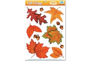 Beistle Decorative Fall Leaf Clings, 12-Inch by 17-Inch Sheet