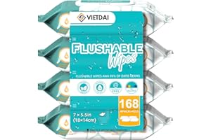 Flushable Wet Wipes for Adults, VIETDAI Butt Wipes Flushable with Aloe Vera Vitamin E and Chamomile, Toilet Wipes Unscented f